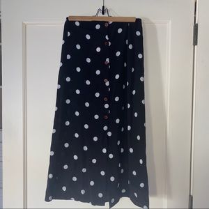 freepeople long black polkadot skirt w buttons NWT